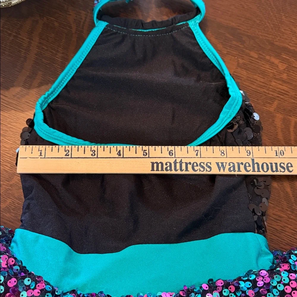 Glamour Costumes Small child. Sparkling Black & Teal Kids Dance Costume Dress-up